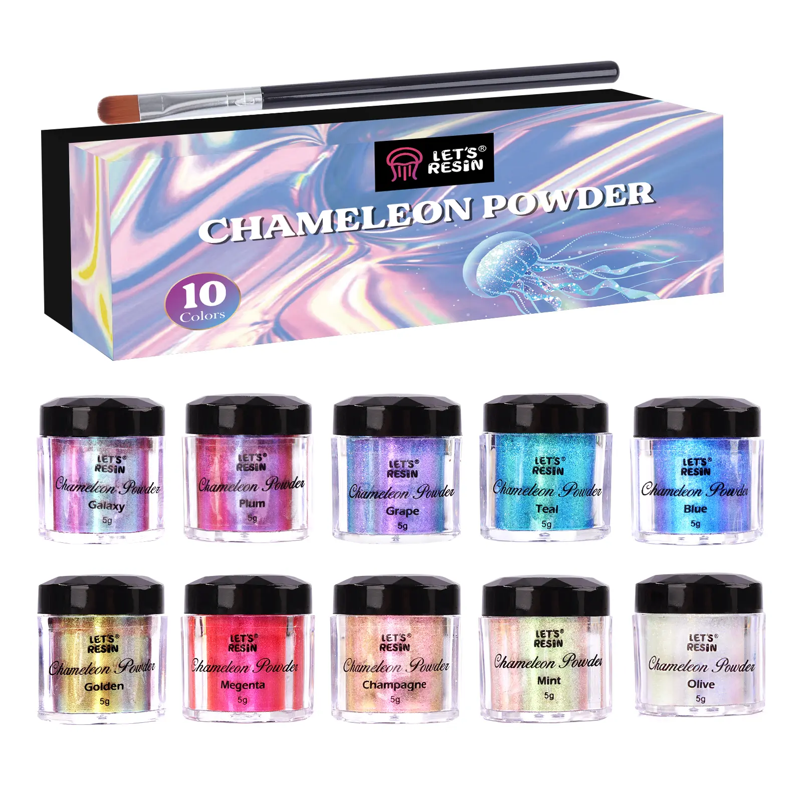 10 * 5g Color Chameleon Mica Powder, Shifting Mica for Epoxy Resin/Tumbler, Saturated Chrome Pigment for Oil Painting,Slime,Nails - LET'S RESIN 10 * 5g Color Chameleon Mica Powder, Shifting Mica for Epoxy Resin/Tumbler, Saturated Chrome Pigment for Oil Painting,Slime,Nails - LET'S RESIN
