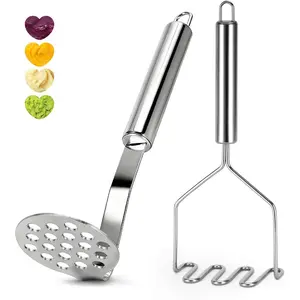 2 Pcs 9 Inches Stainless Steel Wire Potato Masher Ricer Set for Beans Vegetables Fruits Avocados Meat etc.