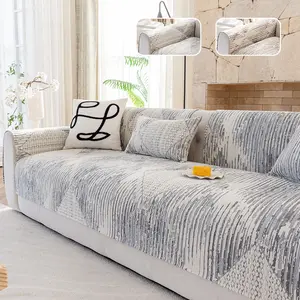 Modern Minimalist Rhombus Stripe Sofa Cushion, Safe Comfort Chenille Sofa Pad, Multi-Functional Dustproof Non-Slip Scratch-Resistant Pet-Friendly Sofa Cover