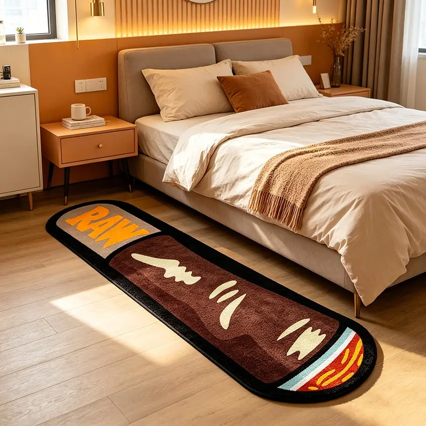 RAW cigar shaped carpet with contrasting colors, thickened plush floor mat, e-sports room bedroom anti slip and wear-resistant foot mat, trendy decoration mat for ins style home decor, Gaming area rug, Non slip rugs, Polyester Rug