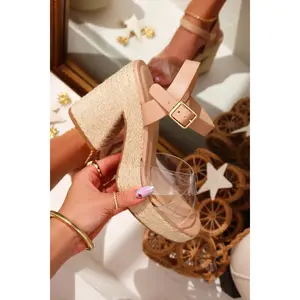 Xoch Platform Clear Strap Espadrille Heels - Nude