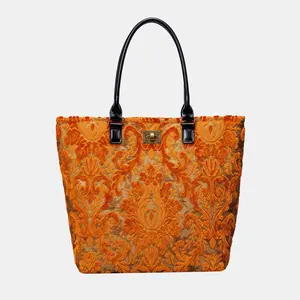 Burnout Velvet Orange Carpet Tote Shopper
