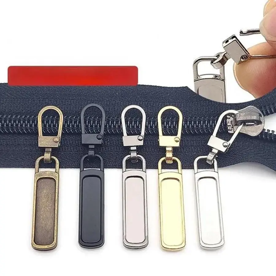 Zipper Slider Puller, Universal Replacement Zipper Puller, 5counts Instant Zipper Repair Kit for Broken Buckle, Diy Craft Sewing Accessories