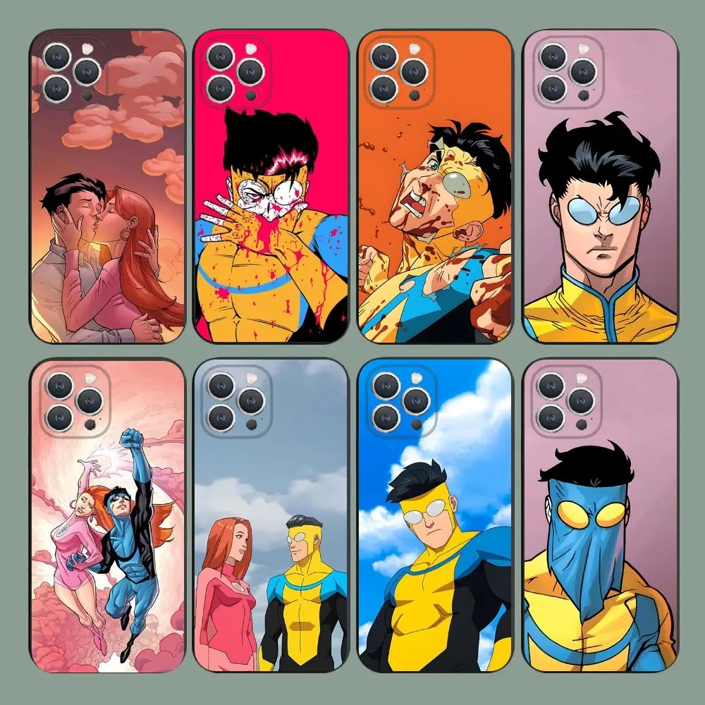 Cartoon I-Invincible   Phone Case For iPhone 17 Air 16 15 14 13 12 11 Pro Max Plus  Soft Silicone Black Cover