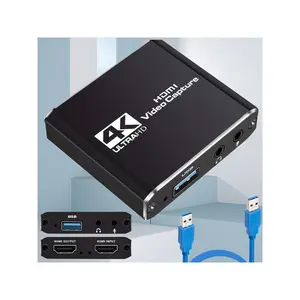 Capture Card, Audio Video Capture Card With Microphone 4K HDMI Loop-Out, 1080p 60fps Video Recorder For Gaming/Live Streaming/Video Conference, Works For  Switch/PS4/OBS/Camera/PC