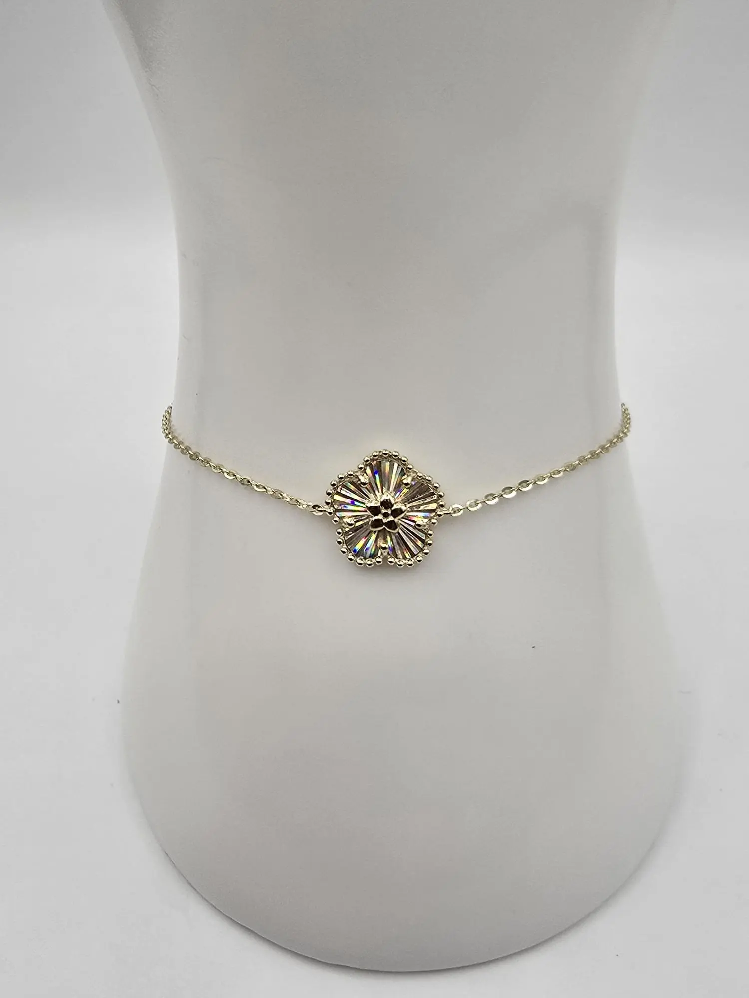 AIRA 10-Karat Gold Adjustable Cuff Bracelet - Elegant Jewelry Bracelet with Poppy Flower Design, Fashion Costume Accessory, Flower Design Bracelet