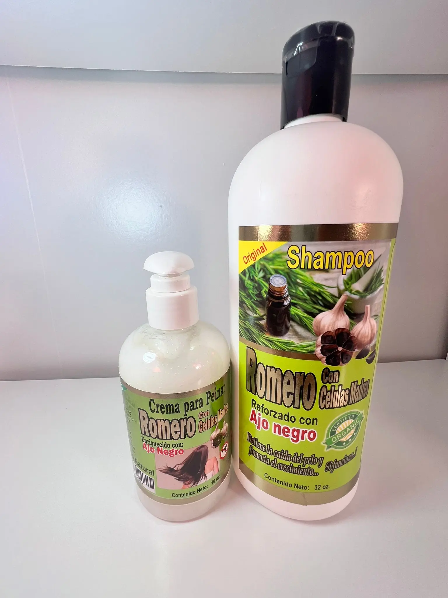 Romero - Black Garlic Hair Care Set, 32 oz shampoo and 16 oz styling cream, natural growth formula, Romero
