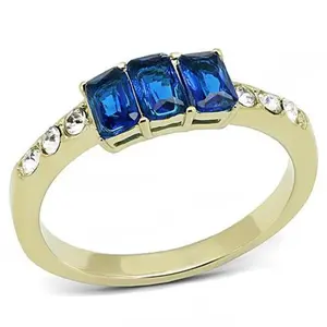 212 MAIN Women's Fashion Daily IP Gold Stainless Steel Round Band Ring - Synthetic Montana Stone, Size 13