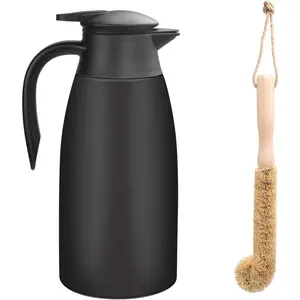 Thermal Coffee Carafe Stainless Steel 68oz(2 Lifter) Double Walled Vacuum Coffee Thermos Water Beverage Dispenser 12 Hour Heat Retention/24 Hour Cold Retention (Black)