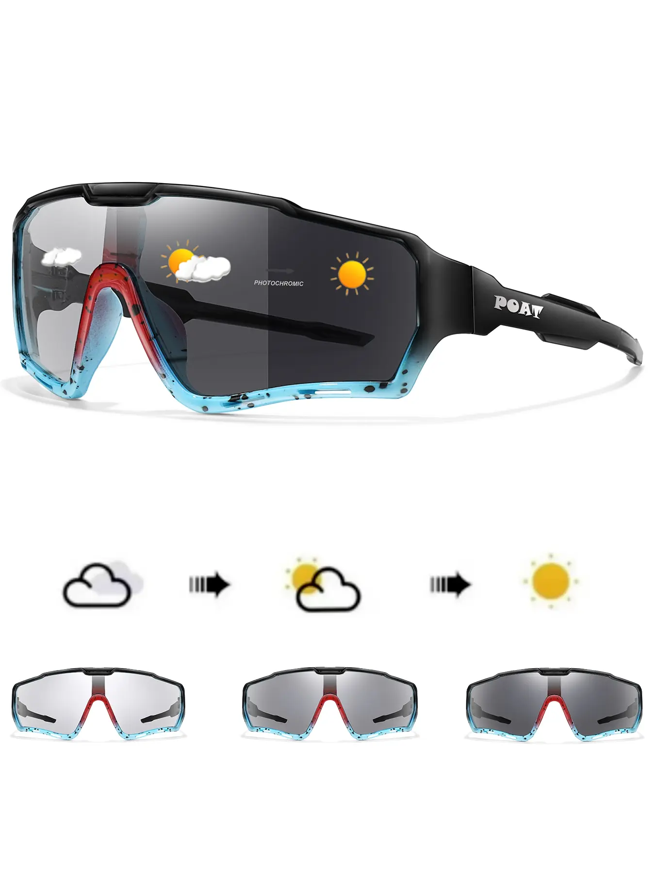 Photochromic Sports Sunglasses, Windproof Goggles, Sports Eyewear, Suitable for Outdoor Activities, Sports Cycling Sunglasses, Cycling Shades, Biking Sunglasses, Road Cycling Gear
