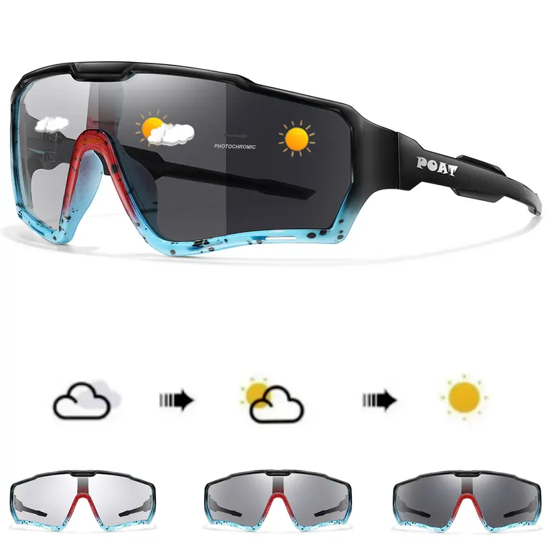 Photochromic Sports Sunglasses, Windproof Goggles, Sports Eyewear, Suitable for Outdoor Activities, Sports Cycling Sunglasses, Cycling Shades, Biking Sunglasses, Road Cycling Gear
