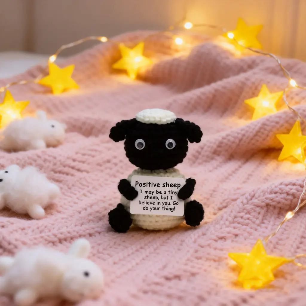 1pc Creative Graduation Gift, Amigurumi Gift with Handcrafted Hooked Sheep Figurine, Positive Energy Plush Sheep Decor Ornament, Unique Gift for Graduation Celebration