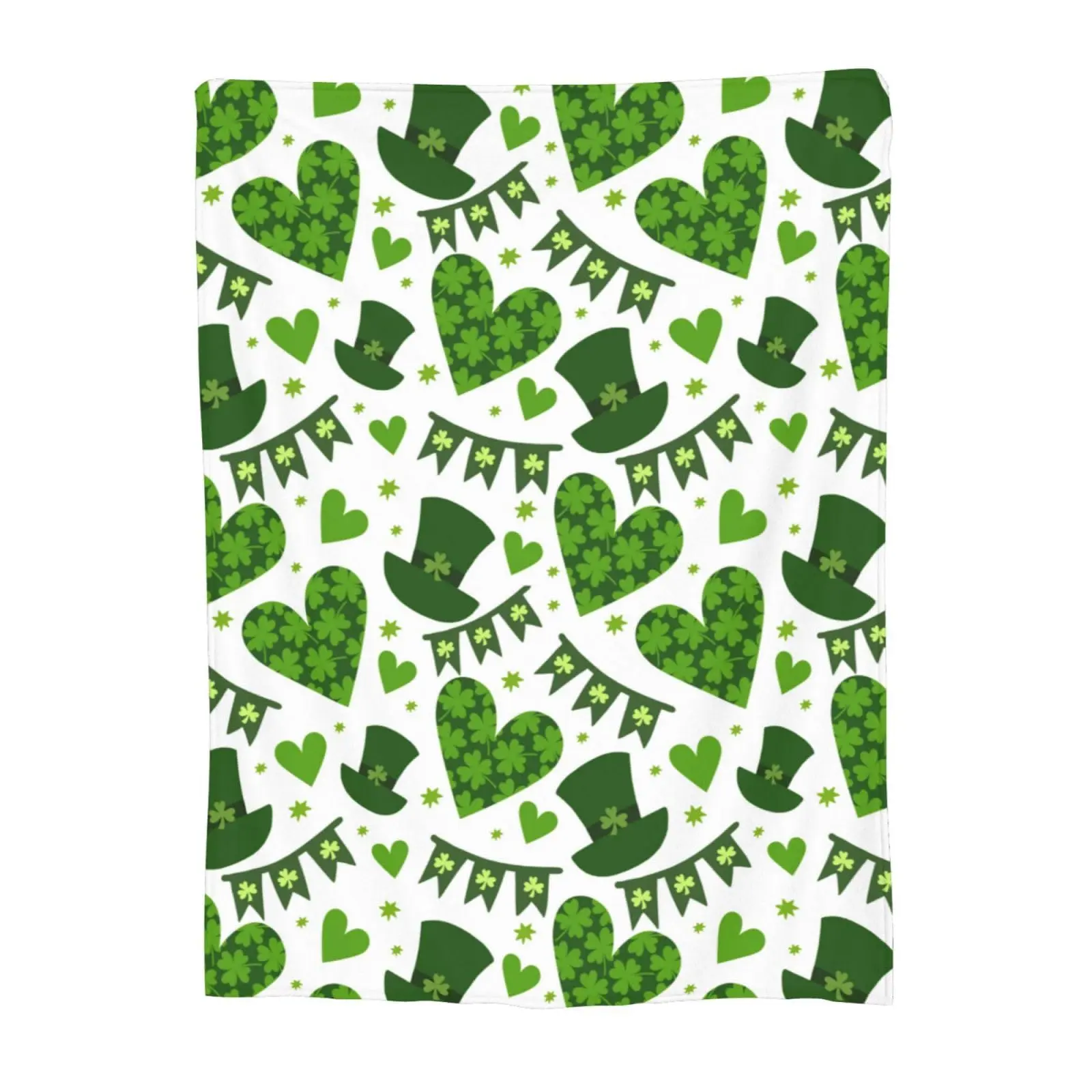 Clover Leaf Print Plush Flannel Throw Blanket - Wrinkle Resistant, Anti-Pilling, Breathable, Lightweight, Flat Weave Modern Bedding, Multi-Size (76x101cm/30x40in, 81x122cm/32x48in, 127x152cm/50x60in) for Grandparents, 101Cm×76Cm（30X40in）, 122Cm×81Cm（32X48