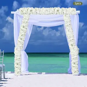 Wedding Arch Flowers Row, 3.28 FT Artificial Flowers Fake Flower Rose Vine Silk Decorative, Artificial Flower Row Wedding Arrangement Decor (White)