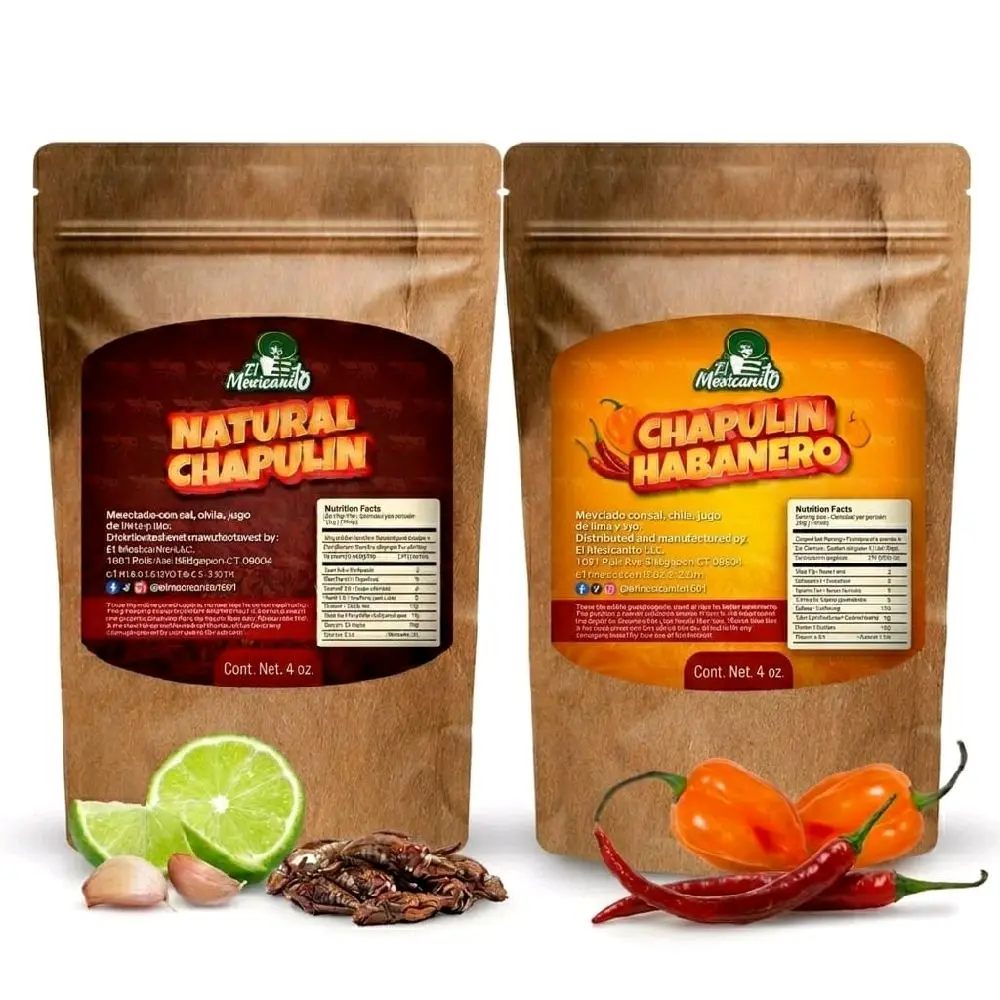 Chapulines 2 Pack - Habanero And Chile De Arbol - 4oz Snack Pack for Versatile Flavor Enhancements - Savory, Spice