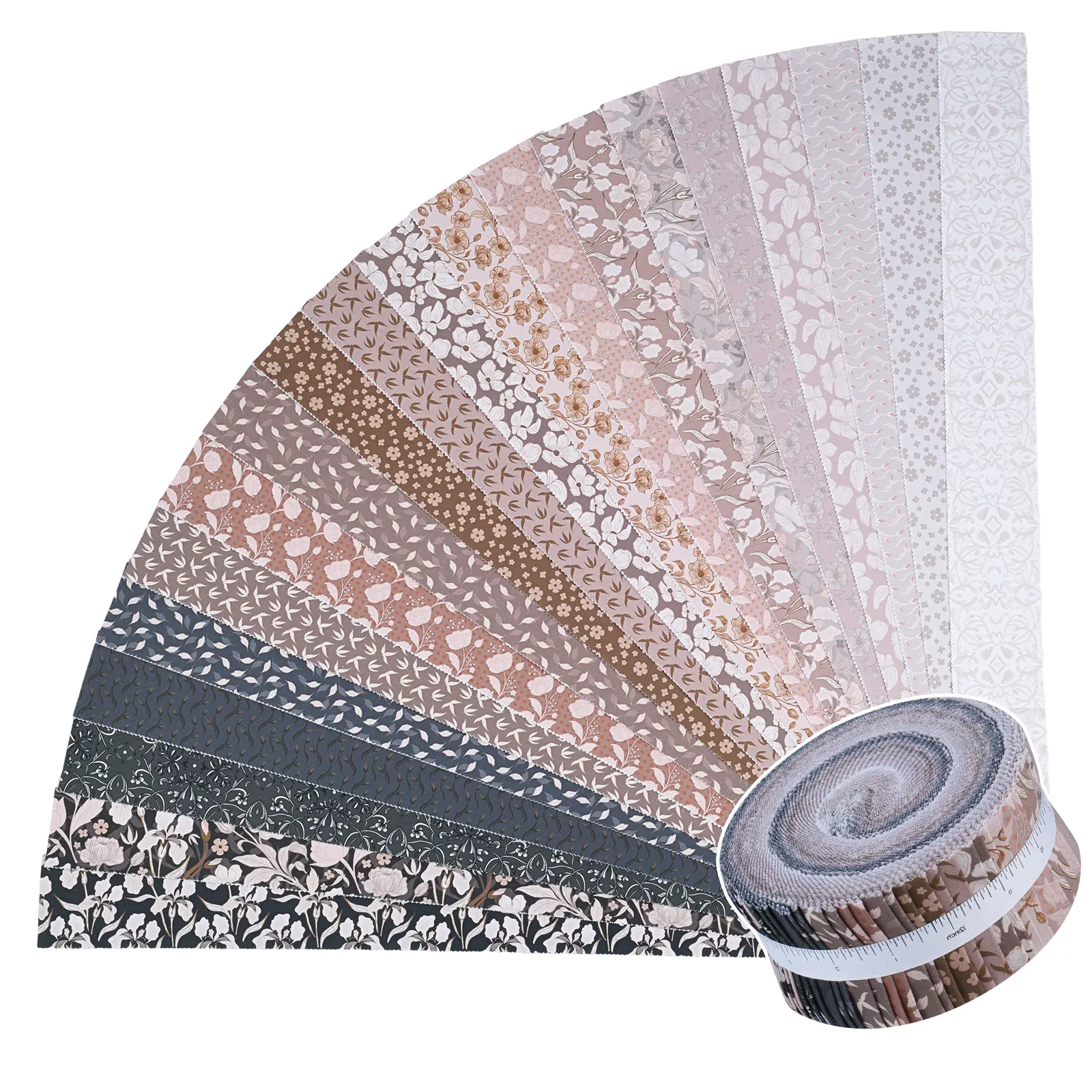 ShinyStitch 100% Pure Cotton Jelly Roll Fabric Bundle, 40 Pieces Precut Fabric Strips 2.5" x 44", Soft Premium Cotton Quilting Fabric for Patchwork, Quilt Making, Hand Sewing Projects, DIY Crafts, Blanket & Handmade Sewing Supplies,Fall Dusk