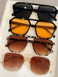 Unisex Y2K Trendy Square Frame Glasses, Styling Sunglasses, Colorblock Design, Casual Style, Durable Streetwear Accessories for All Seasons