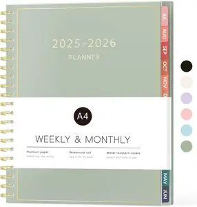 Academic Planner 2025-2026,  Weekly and Monthly Calendar Planner (July 2025-June 2026), 8.5" x 11", Teacher School Supplies, Spiral Daily Agenda Book with Tabs, Office Home Notebook College Student Classroom Organizer, A4, Green