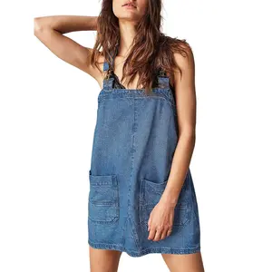 Imily Bela Women's Summer Cute Denim Overalls Dress Cozy Adjustable Strap Trendy Mini Jean Dresses
