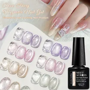 MEET ACROSS 6-Color Shattered Starlight Solid Gel Nail Polish Set with Magnet- Cosmic Glitter Hues With Twinkling Star Effects, Perfect For Dreamy Girls' Night Looks & Fantasy Nail Art DIY, Easy Apply & Long-Lasting