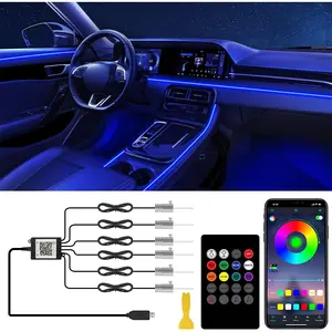 Interior  LED Lights with  APP/RF Remote Control, RGB 6 in 1 Ambient Lighting Kit with 315 Inches Fiber Optic,16 Million Color Neon Strip Inside Sync to , Decorations Accessories