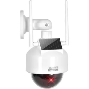 Solar Powered Fake Security Camera, Realistic Design with LED Flash, Indoor/outdoor Use, Adjustable Mount, Theft Deterrent for Shops & Hostels