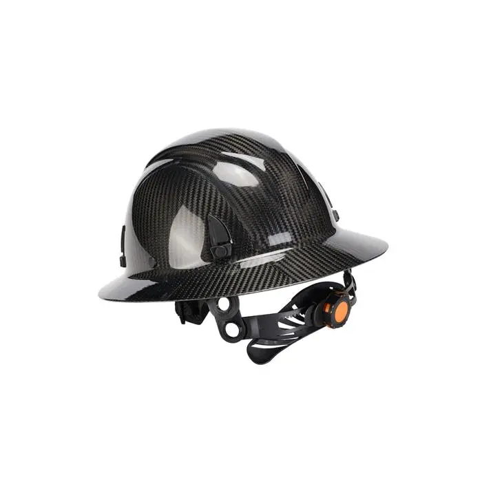 Full Brim Hard Hat - OSHA Approved Vented Adjustable Protective Gear, 6-Point Ratchet Suspension, Carbon Fiber Pattern Helmet for Construction Workplace Safety