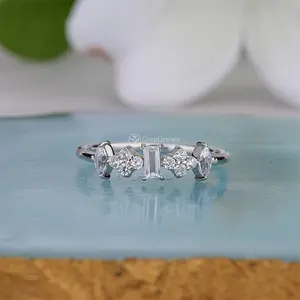 Multi stone Minimalist Moissanite Stackable Rings