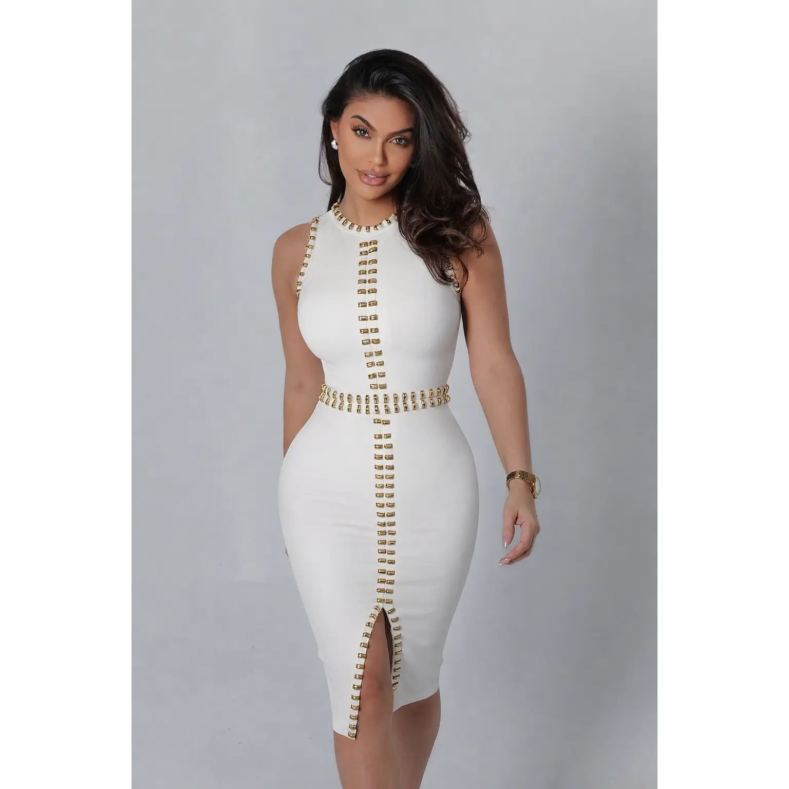 The Gold Link Bandage Dress White The Gold Link Bandage Dress White