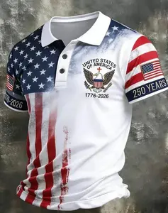USA 250th Anniversary Polo Shirt, Patriotic Eagle Flag Apparel, Father’s Day Gift for Men