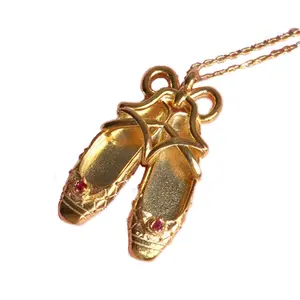 Personality Ballet Shoe Pendant Necklace for Women Bowknot Dance Choker
