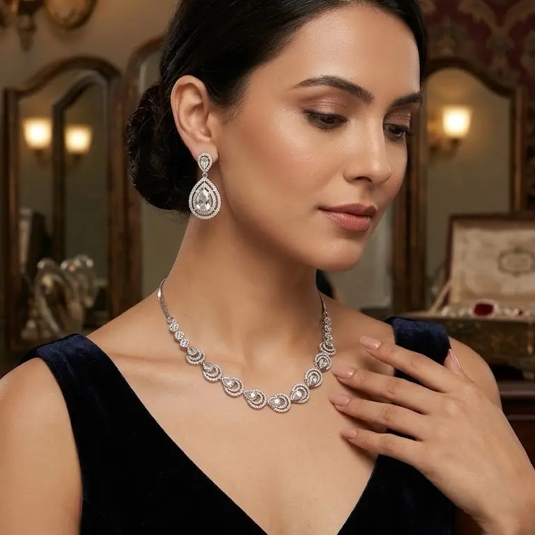 Moissanite Necklace Set for Women, Dainty Sparkling Jewelry for Daily Wear or Special Occasions