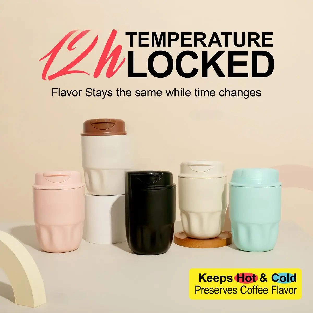 CIVAGO 10oz Ceramic Liner Stainless Steel Coffee Mug With Lid Vacuum Flask 24  Hours Cold 12 Hours Hot Leak Proof BPA Free Travel Cup - TikTok Shop
