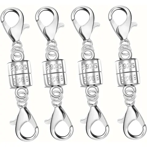 925 Silver Crafted Double Lobster Magnetic Jewelry Clasps - Strong Magnetic Hold, Tarnish-Resist, Compact Size, Jewelry Making Craft Accessories for Bracelets, Necklaces