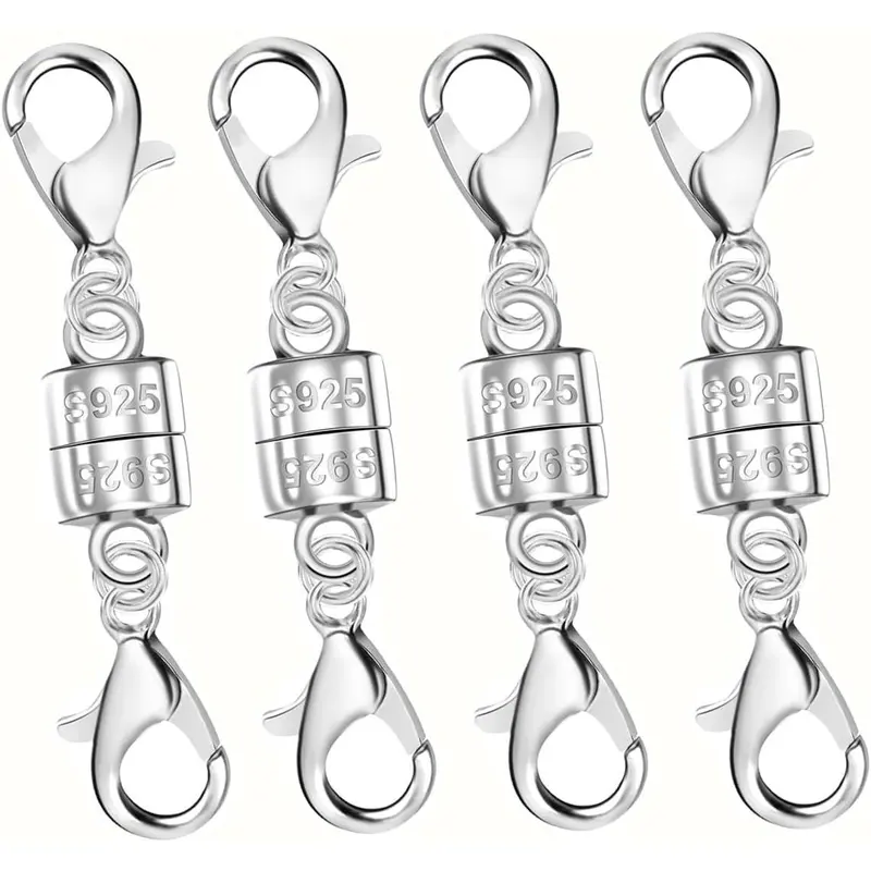925 Silver Crafted Double Lobster Magnetic Jewelry Clasps - Strong Magnetic Hold, Tarnish-Resistant, Compact Size, Elegant Design, Jewelry Making Craft Accessories for Bracelets, Everyday Layering, Formal Events