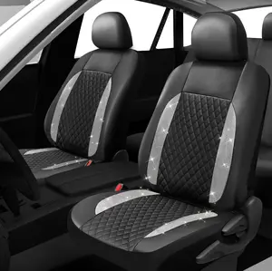Universal 5 Seats Full Set Car Seat Covers, Waterproof PU Leather Cushion Protectors Diamond ,40/60 Split Front Rear Seat for Vehicles Sedans SUVs