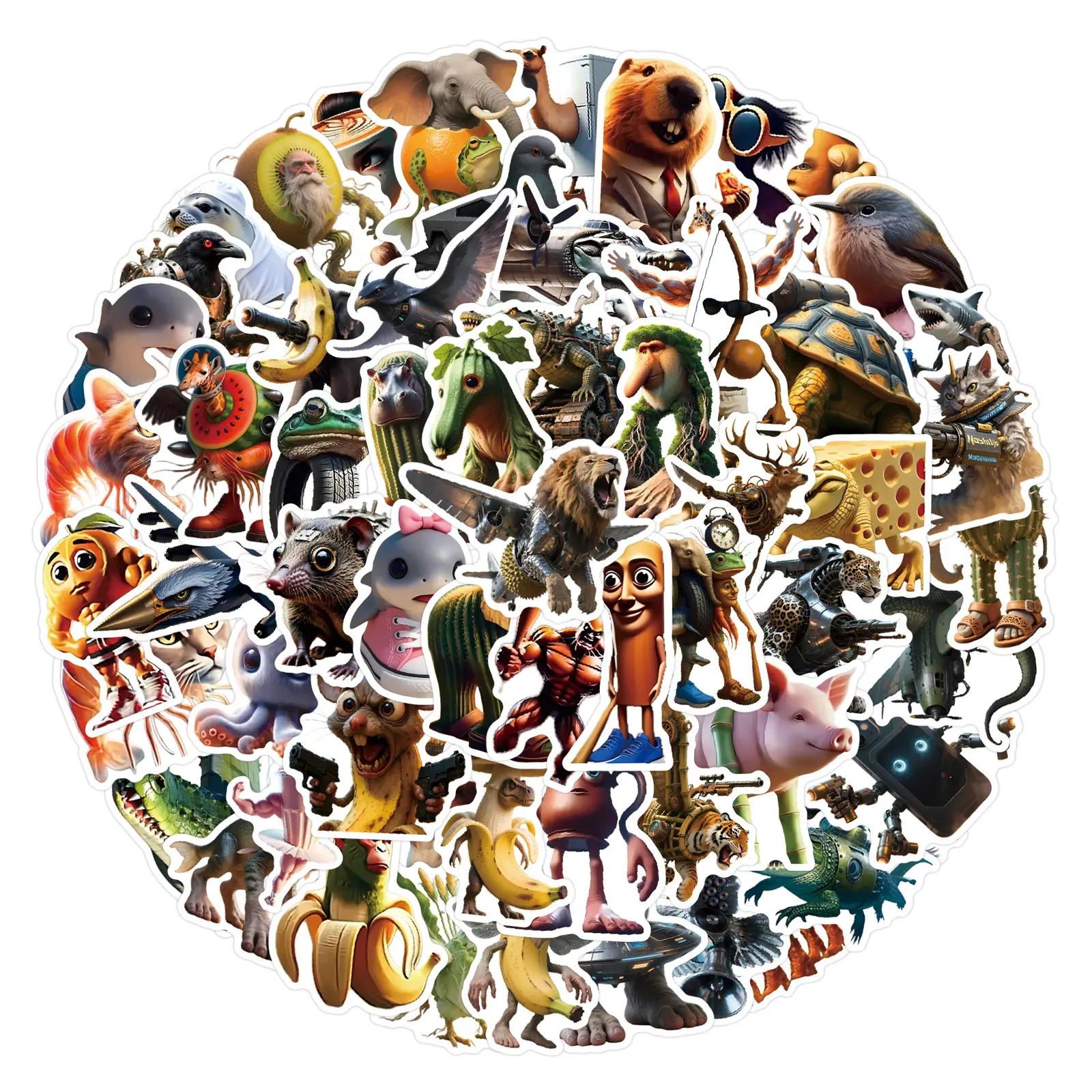 Die-Cut Italian Brainrot Funny Meme Art Stickers - Viral TikTok Waterproof Vinyl Mobile Phone Accessory Pack, Creative Addition for Journals, Computers, Classic of Mountains and Seas Themed Decor, Enhance The Look