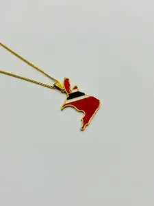 Trinidad & Tobago Map Necklace – Engravable Gold Stainless Steel Heritage Jewelry