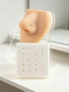 20pcs Nose Studs, Simple Fashion Style, Piercing Nose Rings for Men and Women, High-End Personalized Cool Nose Jewelry