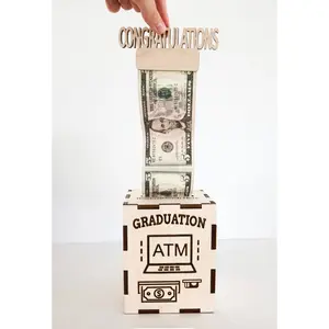 Wooden Graduation ATM Bank - Unique Personalized Gift for Graduates