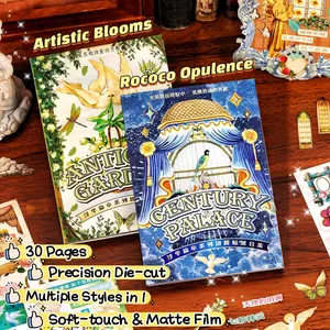 [Vintage Aesthetic Sticker Book] 30Pages, Soft-Touch/Matte Laminate, Precision Die-cut | European Artistic & Rococo Opulence Stickers, Elegant, Dreamy, Royal, Cultural, Floral Style | Journal Supplies, Scrapbooking, Deco, Stationary, Girls Favorites