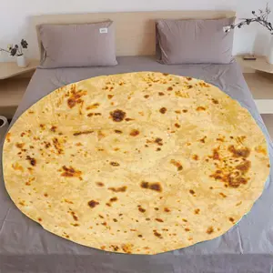 Mexican Burrito Pattern Blanket, 1 Count Soft Comfortable Throw Blanket, Warm Napping Blanket for Home Office Travel Camping