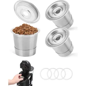 3 Pack Reusable K Cups and Coffee Pods for Ninja Coffee Maker PB051 & CFP101/PB041-304 Stainless Steel K Cups Coffee Filters - Accessories for Ninja Single Serve and Dual Brew Coffee Maker