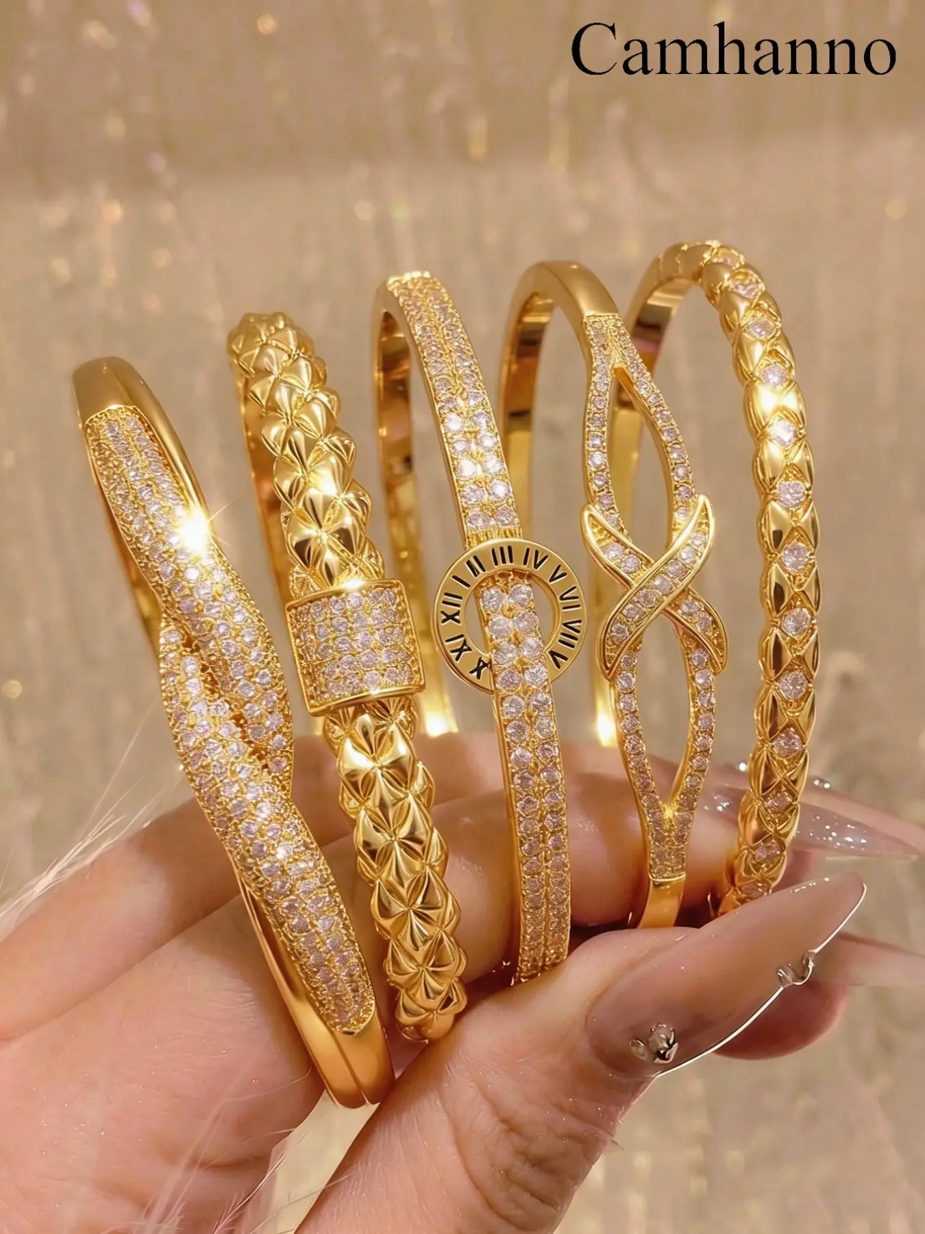5-Piece Luxury Stackable Bracelets Set, Casual Stainless Steel Jewelry, Daily Wear, Holiday Gifts, All-Season Accessory, Stackable Bangle Bracelets, Stack Bangles