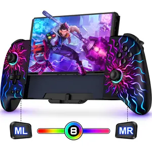 Switch Joypad Controller Compatible with Switch and Switch OLED Console, Full-Size Grip Wireless Switch Pro Controller with 9 Color Lights