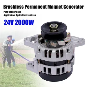 2000W Brushless Permanent Magnet Generator 24V DC High Power 4500RPM for Tractor Agricultural Vehicle Power Supply Lighting Charging Heavy Duty Motor
