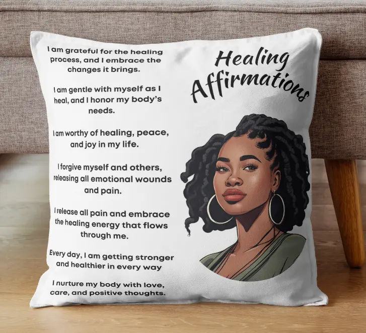Healing Affirmation Pillows with Positive Sayings for Improved Mood and Well-being