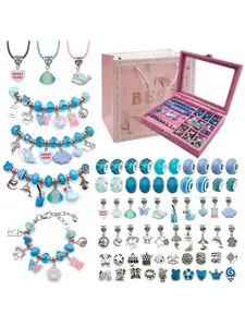 DIY Jewelry Making Kit, Cute Gifts for Girlfriend, Flower & Heart & Star Design Beads & Accessories, Fashion Accessories for Bracelet & Necklace Making with Box, Valentine's Day Gift