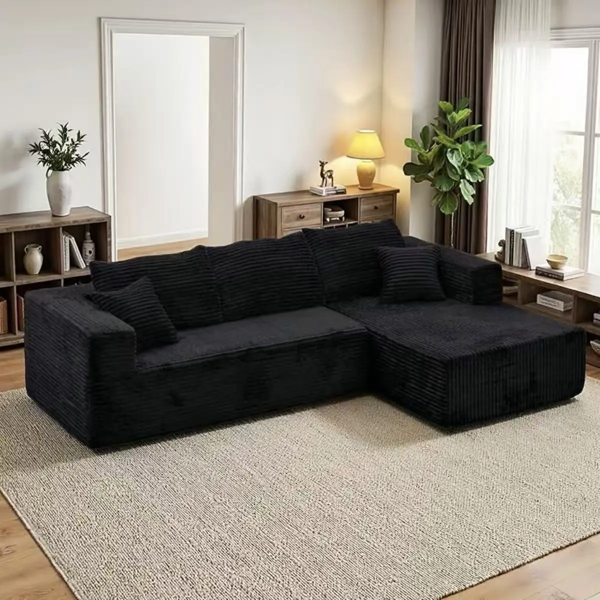96in-Black Right Chaise