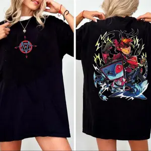 Radiostatic Vox X Alastor Hazbin Hotel Hoodie, Hazbin Anime Shirt, Comic Shirt, Tv Show Sweatshirt, Unisex Sweater Pullover Tee